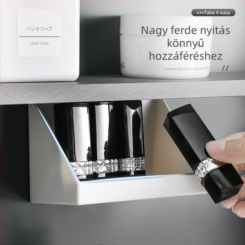 Falihoz szerelhető kozmetikai és rúzs tároló doboz (modell Jgsnh, 12 L kapacitás, kis méret, INS stílus)