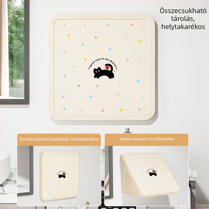 Fürdőszobai falra szerelhető tároló + összecsukható, vízálló, műanyag anyag, több szintes tárolás