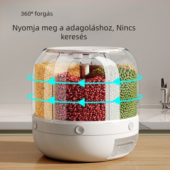 Gabonatároló doboz rovar- és nedvességálló, zárható, forgófedél, ABS műanyag