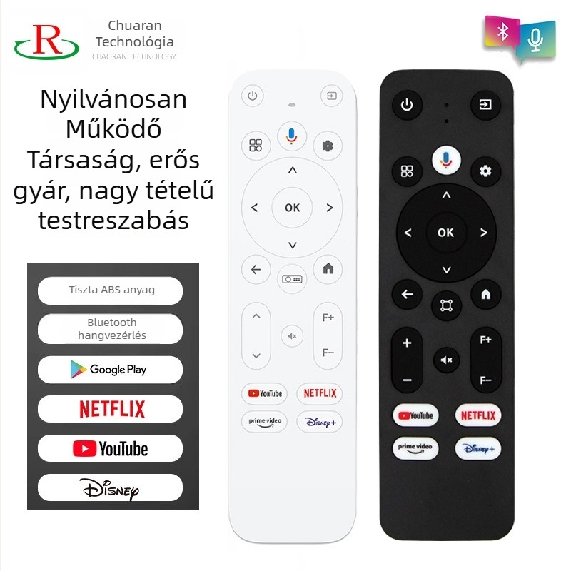 CR-22B távirányító a televízióhoz Bluetooth, LCD kijelző, 22 gomb, 10 m hatótávolság