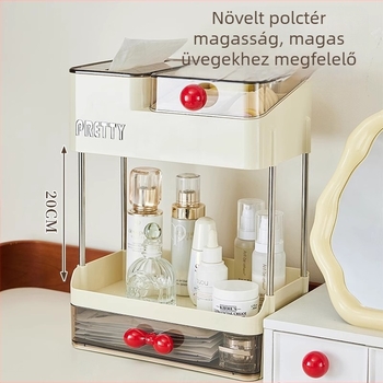 Longyin 7993 PET műanyag asztali kozmetikai tároló doboz kihúzható fiókkal