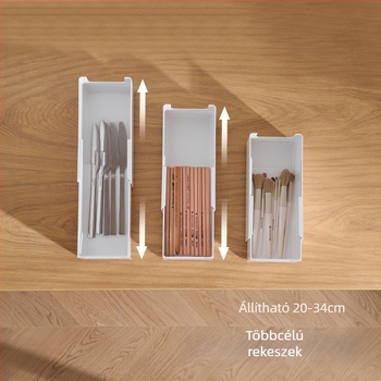 Fiókorganizáló doboz beépített elválasztókkal kozmetikumok és rúzsok számára, teleszkópos elválasztók, sminkasztalhoz és mély szekrényhez, kollégiumi szobához