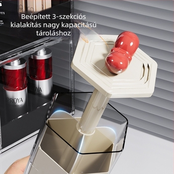 Sminkecset szervező doboz, műanyag, átlátszó, kapacitás 18, modern minimalista stílus, nyitható fedél