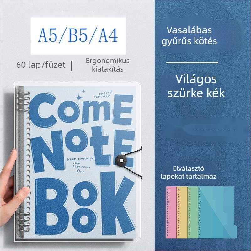 A4-es PP notesz fém klipekkel, leválasztható, kényelmes fogású, középiskolásoktól egyetemistákig