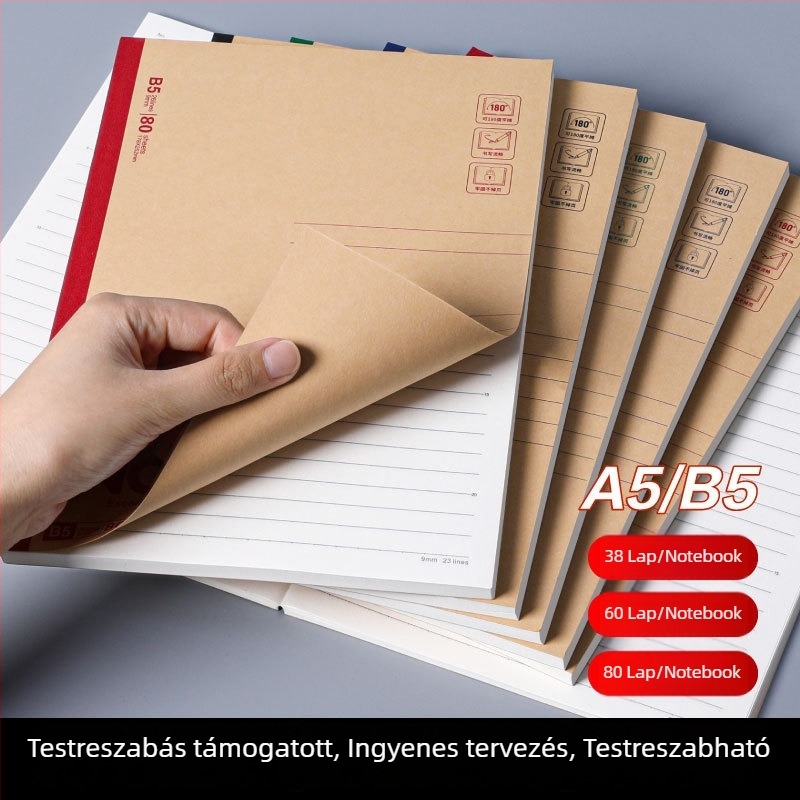 Tehénbőr notesz, vezeték nélküli kötés, Kraft papír borító, Dowling papír, nosztalgikus retro stílus