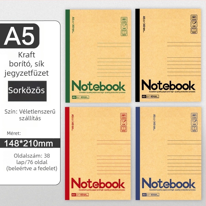 Tehénbőr notesz, vezeték nélküli kötés, Kraft papír borító, Dowling papír, nosztalgikus retro stílus