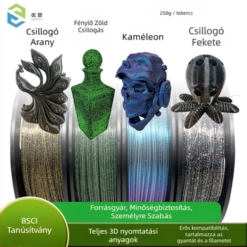 Core-Spun Csillogó PLA filament, 4×250 g készlet, 0,4 mm nyomtatási pontosság, Shine PLA anyag