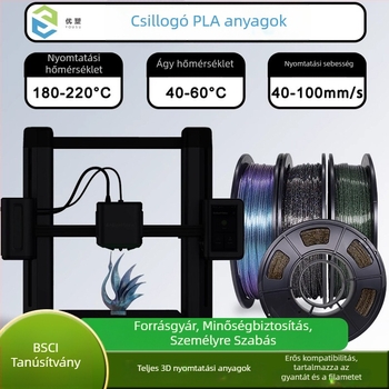 Core-Spun Csillogó PLA filament, 4×250 g készlet, 0,4 mm nyomtatási pontosság, Shine PLA anyag