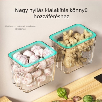 Fali konyhai tároló keret hagyma, gyömbér és fokhagyma számára — telepítés nélkül, műanyag, Nordic stílus