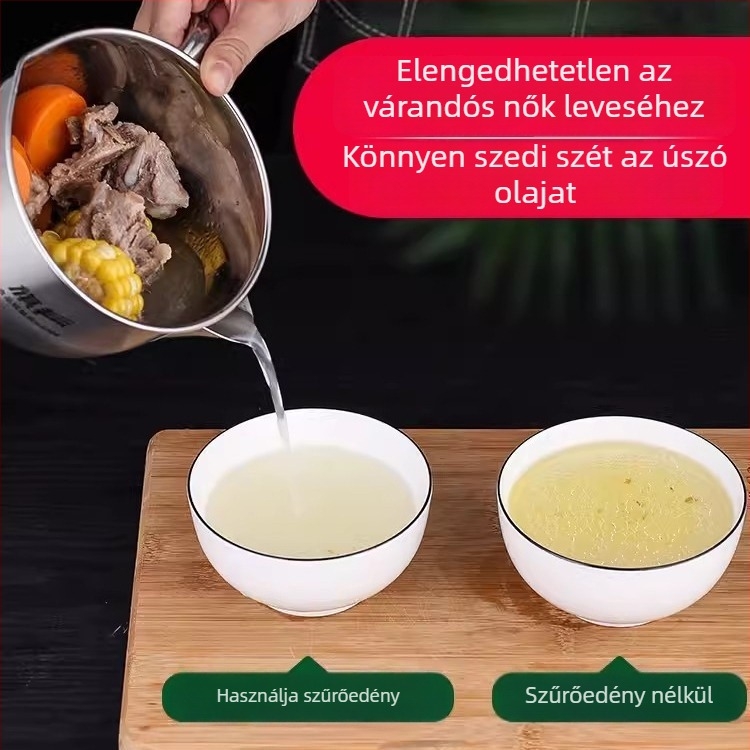 Rozsdamentes acél olaj–leves szeparátor háztartási konyhához – olajszűrés és tiszta leves, japán stílus