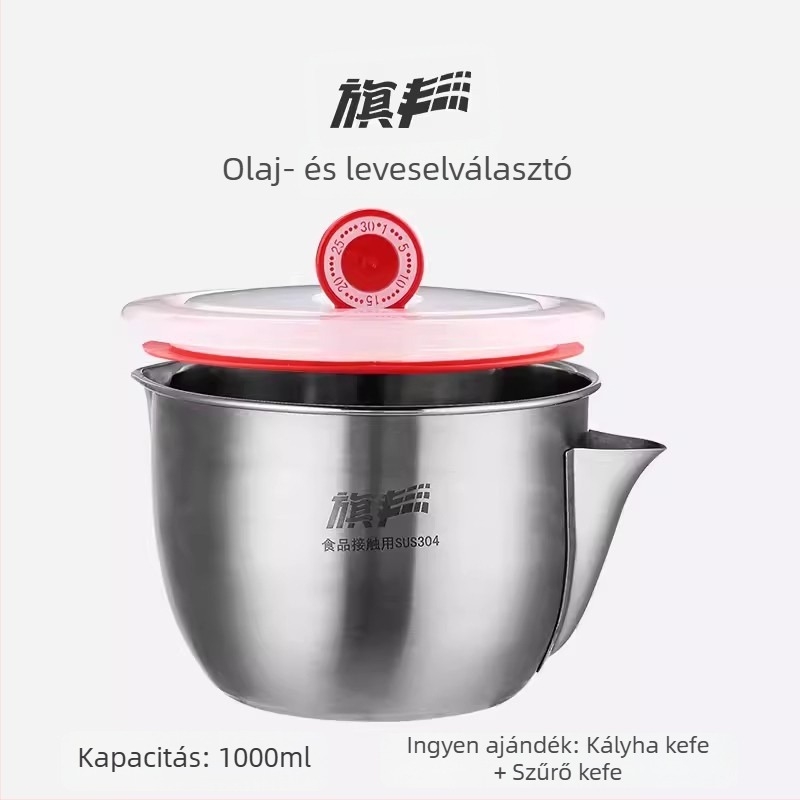 Rozsdamentes acél olaj–leves szeparátor háztartási konyhához – olajszűrés és tiszta leves, japán stílus