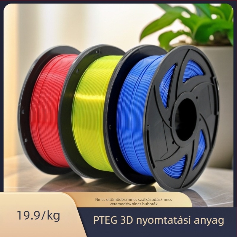PETG 3D nyomtató filament, 1.75 mm, 1 kg, kiváló minőségű, többszínű átlátszó filament tekercsen, kb. 330 m