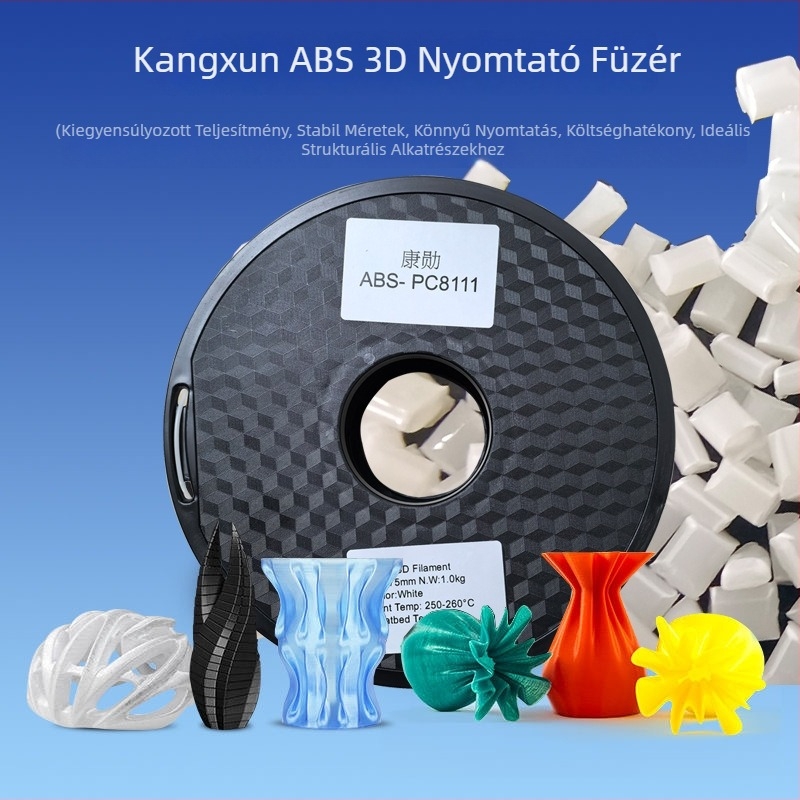 ABS 3D nyomtató filament - magas hőmérséklet-állóság, nagy szívósság; kör keresztmetszet; denzitás 1.09; márka T50 / Kang xun