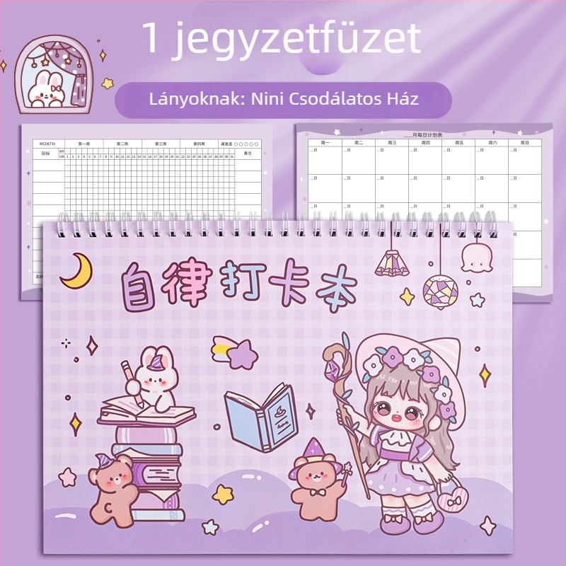 Cartoon Bear Feljegyzések Naplója, Spirálkötés, PP Borító, 80 g dupla offset papír