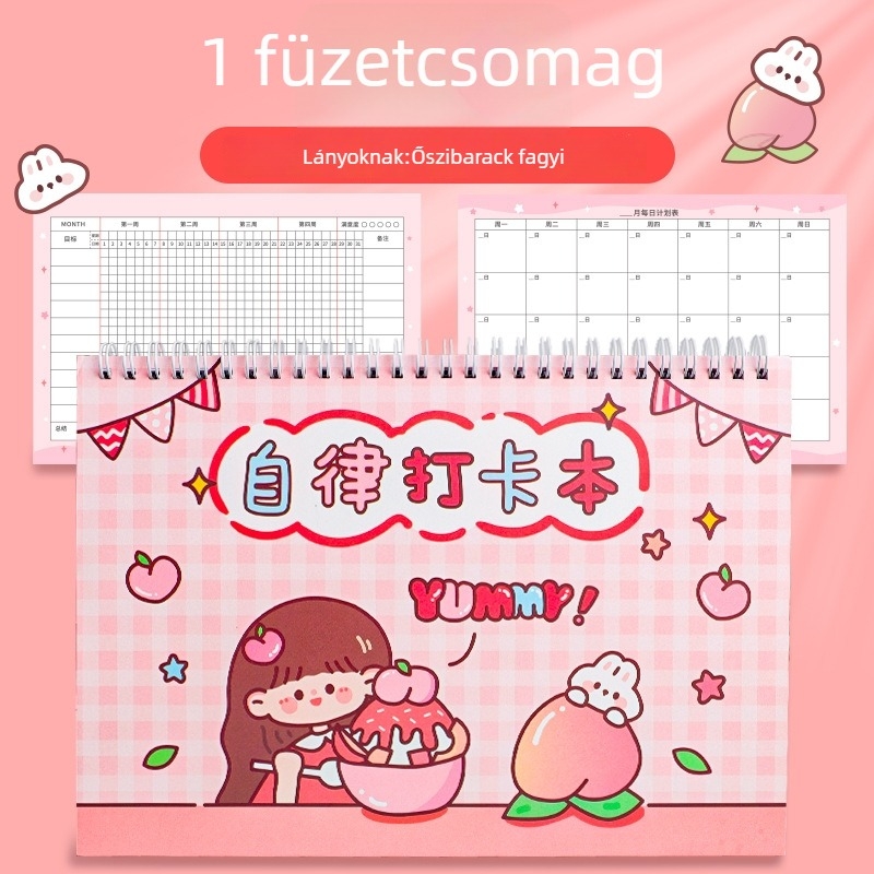Cartoon Bear Feljegyzések Naplója, Spirálkötés, PP Borító, 80 g dupla offset papír
