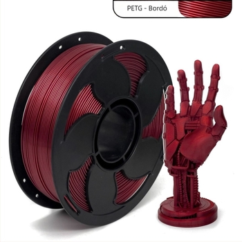 PETG 1 kg filament 3D nyomtatáshoz, átmérő 1,75 mm, hossz ~330 m, szín borvörös