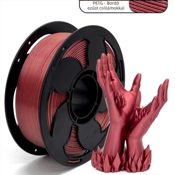 PETG 1 kg filament 3D nyomtatáshoz, átmérő 1,75 mm, hossz ~330 m, szín borvörös