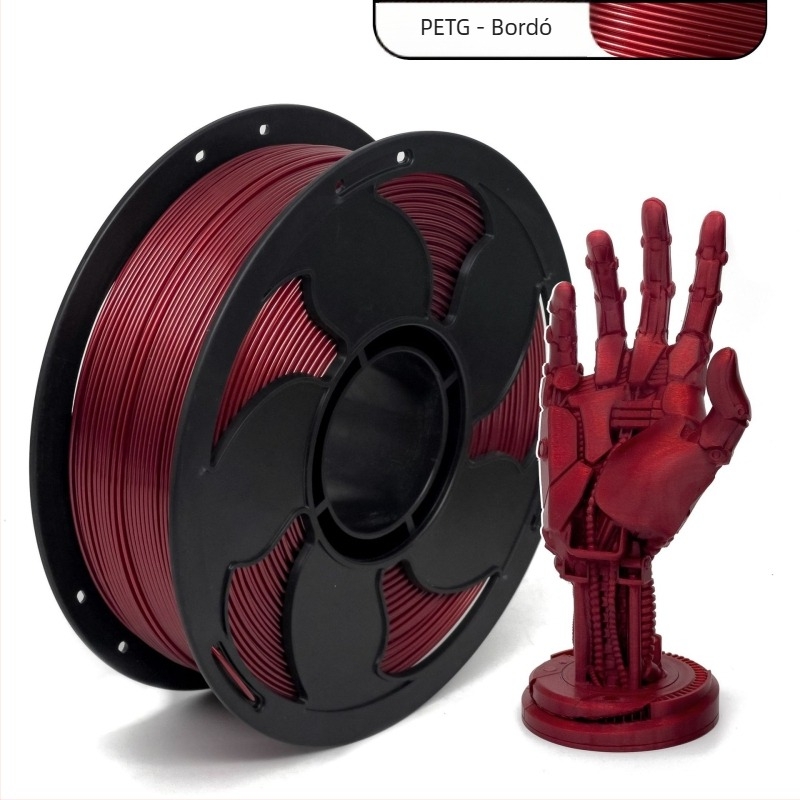 PETG 1 kg filament 3D nyomtatáshoz, átmérő 1,75 mm, hossz ~330 m, szín borvörös