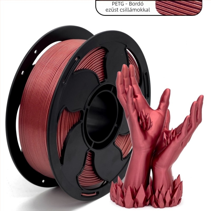 PETG 1 kg filament 3D nyomtatáshoz, átmérő 1,75 mm, hossz ~330 m, szín borvörös