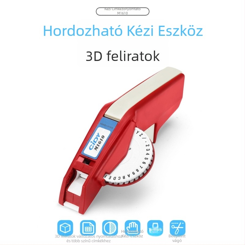 CIDY M1610 Kézi Címkenyomtató Formázó Kódolóval és 3D-reliefdel | Modell M1610, Papírszélesség 6-9, Tömeg 0.2