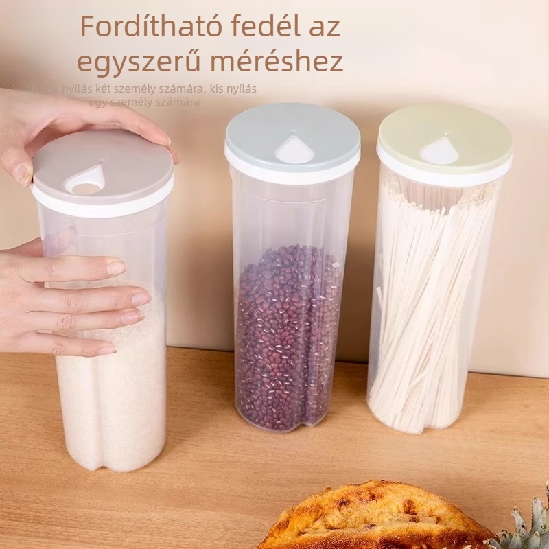 Kerek műanyag tárolóedény tészta számára, légmentesen záródó fedéllel, 1–2 L kapacitás