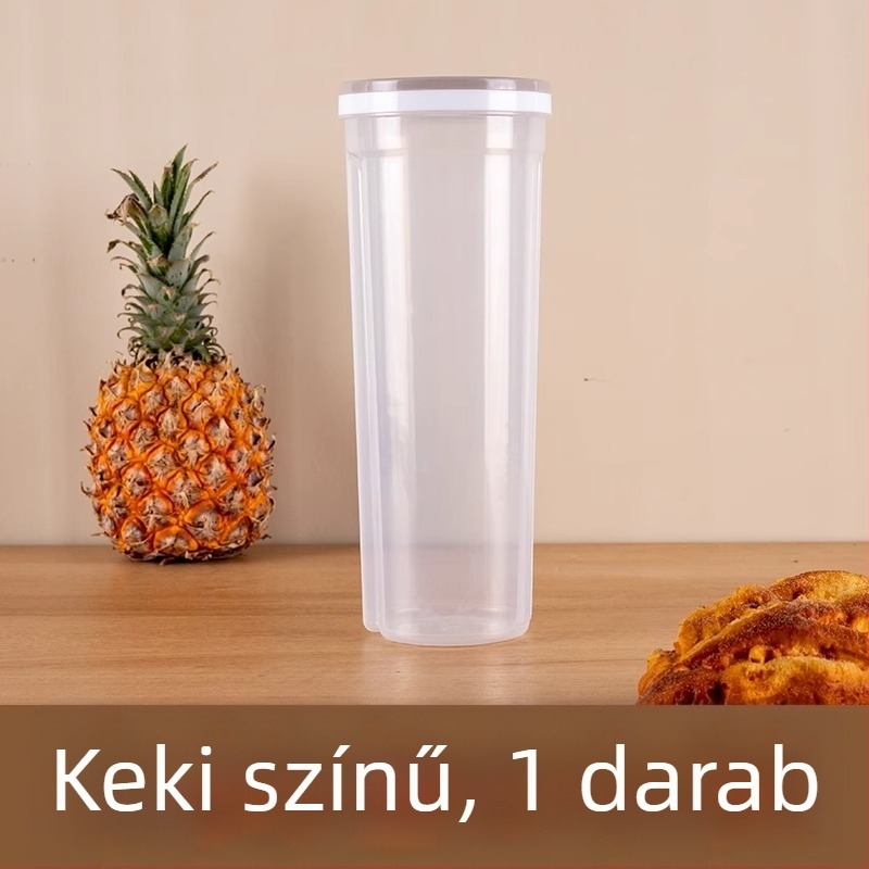 Kerek műanyag tárolóedény tészta számára, légmentesen záródó fedéllel, 1–2 L kapacitás