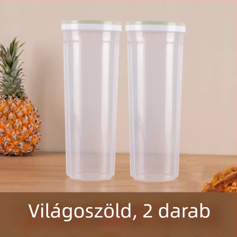 Kerek műanyag tárolóedény tészta számára, légmentesen záródó fedéllel, 1–2 L kapacitás