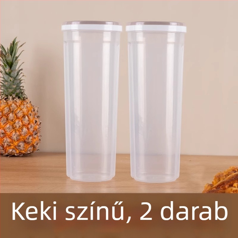 Kerek műanyag tárolóedény tészta számára, légmentesen záródó fedéllel, 1–2 L kapacitás