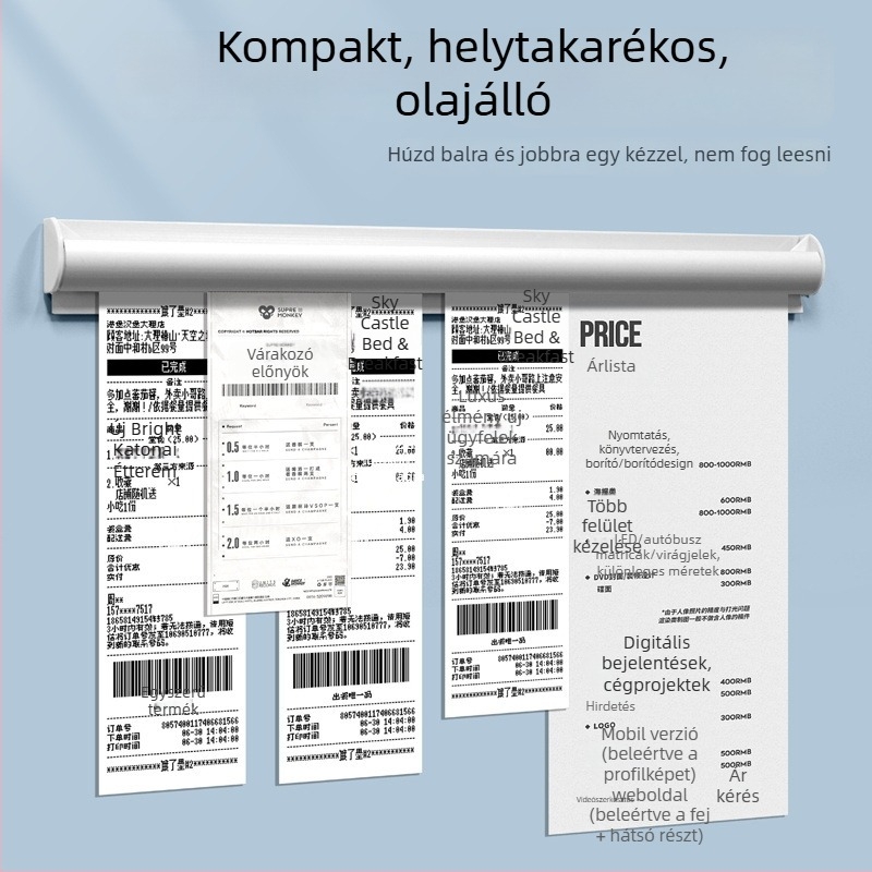 Lyukasztás nélküli alumínium nyugtaklip konyhára, kiszállításhoz, bárhoz és étterem számára