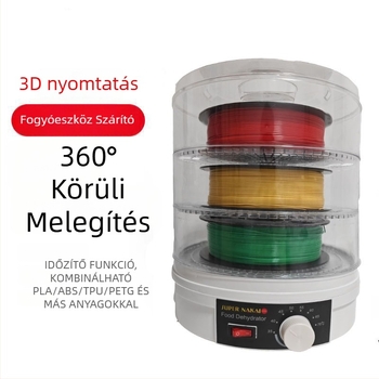 Háztartási 3D nyomtató fogyóanyag szárító, hengeres, 5–10 kg teherbírás, 1 réteg, 350 W, mechanikus vezérlés, legfeljebb 480 perc