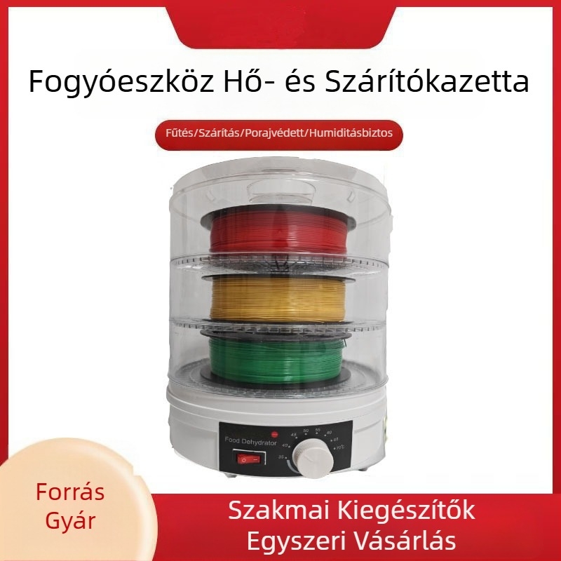 Háztartási 3D nyomtató fogyóanyag szárító, hengeres, 5–10 kg teherbírás, 1 réteg, 350 W, mechanikus vezérlés, legfeljebb 480 perc