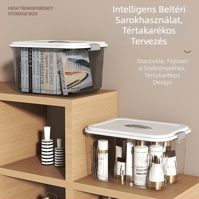 ivslan Átlátszó PP tároló doboz, 30 L kapacitás, modell ASLS-2001, hordozható, többfunkciós, por- és nedvességálló