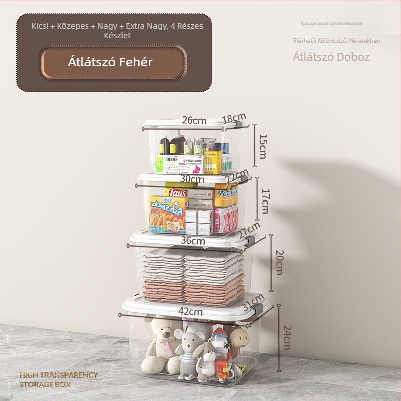 ivslan Átlátszó PP tároló doboz, 30 L kapacitás, modell ASLS-2001, hordozható, többfunkciós, por- és nedvességálló