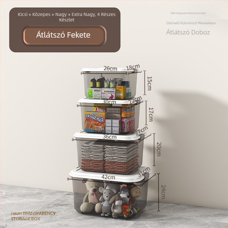 ivslan Átlátszó PP tároló doboz, 30 L kapacitás, modell ASLS-2001, hordozható, többfunkciós, por- és nedvességálló