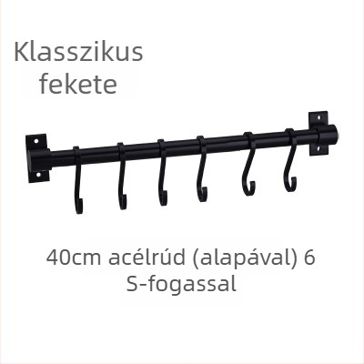 Alumínium konyhai falra szerelhető akasztó, fúrás nélkül, 30 kg teherbírás, egy réteg, oxidált felület