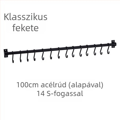 Alumínium konyhai falra szerelhető akasztó, fúrás nélkül, 30 kg teherbírás, egy réteg, oxidált felület