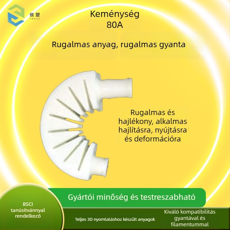 Rugalmas fotóérzékeny gyanta 80A, nyomtatási pontosság 0,2 mm, maximális nyomtatási méret 1000, tömeg 0,5–1 kg