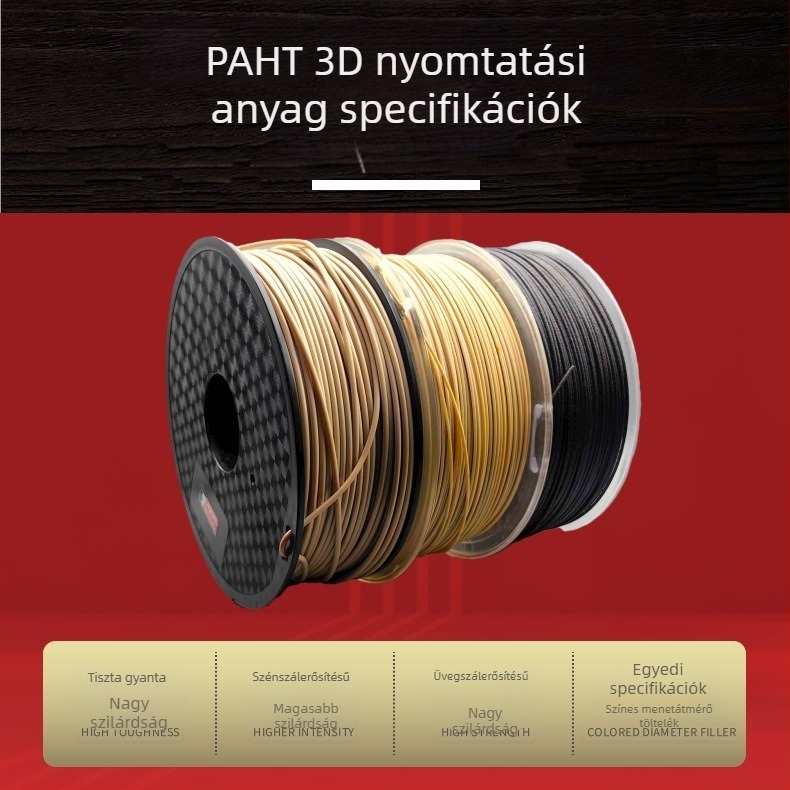 PAHT-CF magas hőmérsékletű nylon filament 3D nyomtatáshoz; PAHT-GF filament