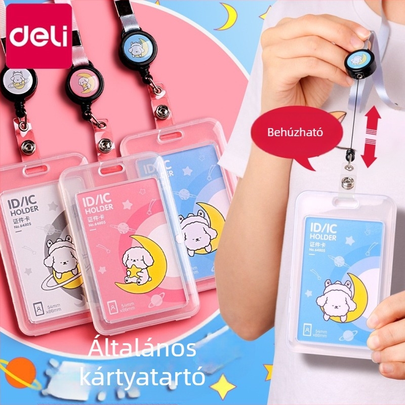 Deli kártyatartó - műanyag, átlátszó diákazonosító tartó - Kedves stílus