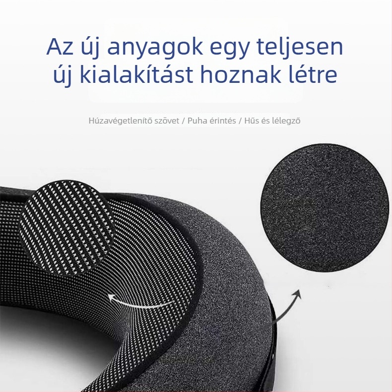 U-alakú memóriahabos ultrázó párna tejfleece huzattal, modern és letisztult stílus, általános használat