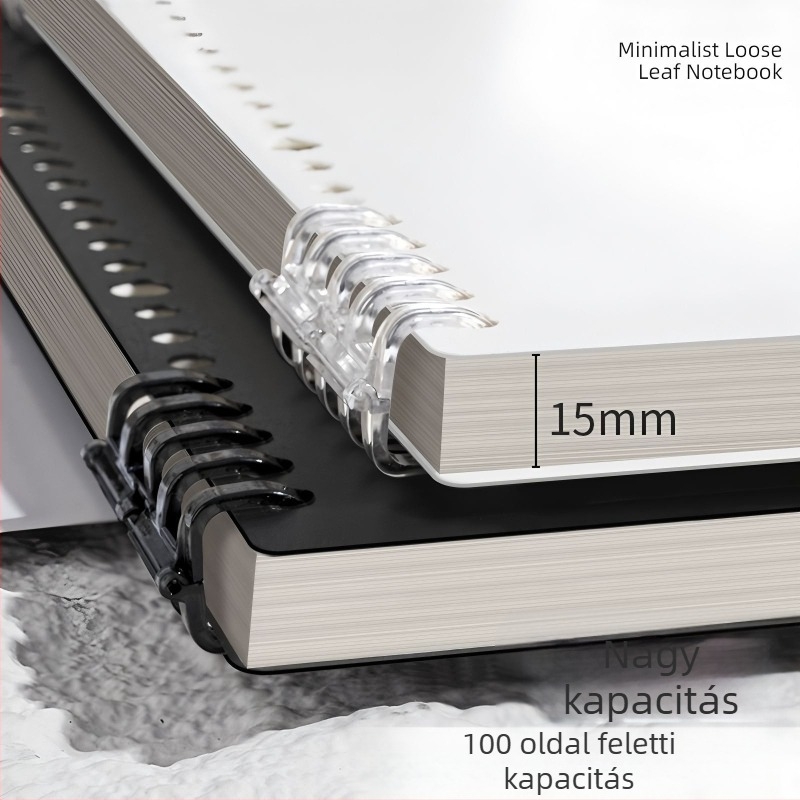 Binder kötésű notesz PP borítóval, nyersfa rostos papír, 68 g/m², 50–100 oldal, üzleti iroda stílus