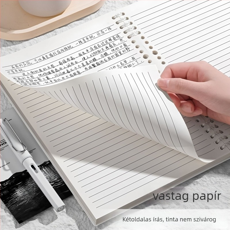 Binder kötésű notesz PP borítóval, nyersfa rostos papír, 68 g/m², 50–100 oldal, üzleti iroda stílus