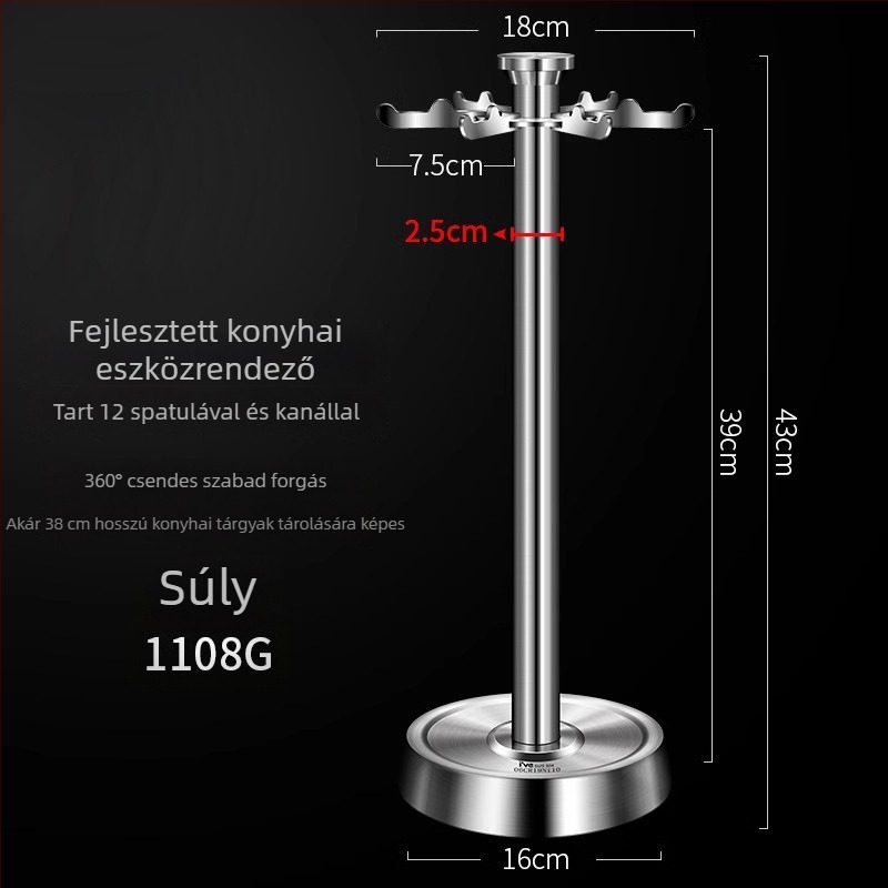 Forogó konyhai eszköztartó – 304 rozsdamentes acél, többfunkciós, mozgatható, modern minimalist stílus