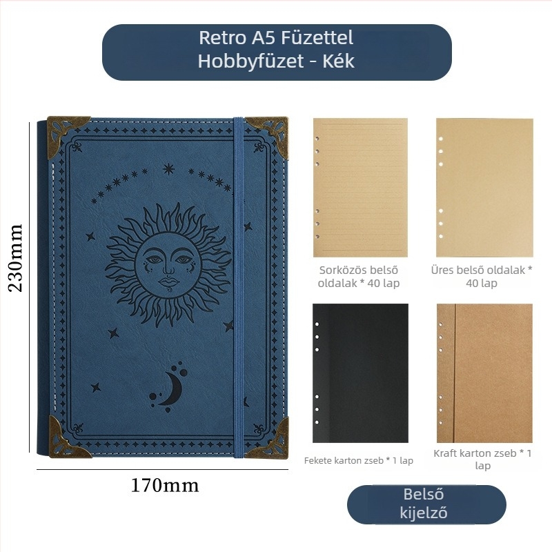 Bosch A5-ös oldható lapú notesz, retro mágikus napló, akadémikus stílusú jegyzetfüzet 2025-re