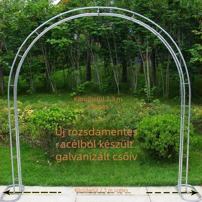 Rozsdamentes acél esküvői kerti boltív selyemvirágokkal
