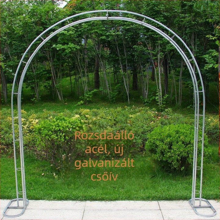 Rozsdamentes acél esküvői kerti boltív selyemvirágokkal