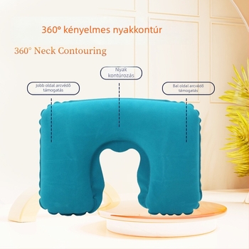 PVC-ből készült U-alakú felfújható párna kempingezéshez és üzleti utazásokhoz — Red Journey, 80 g, egyszerű stílus