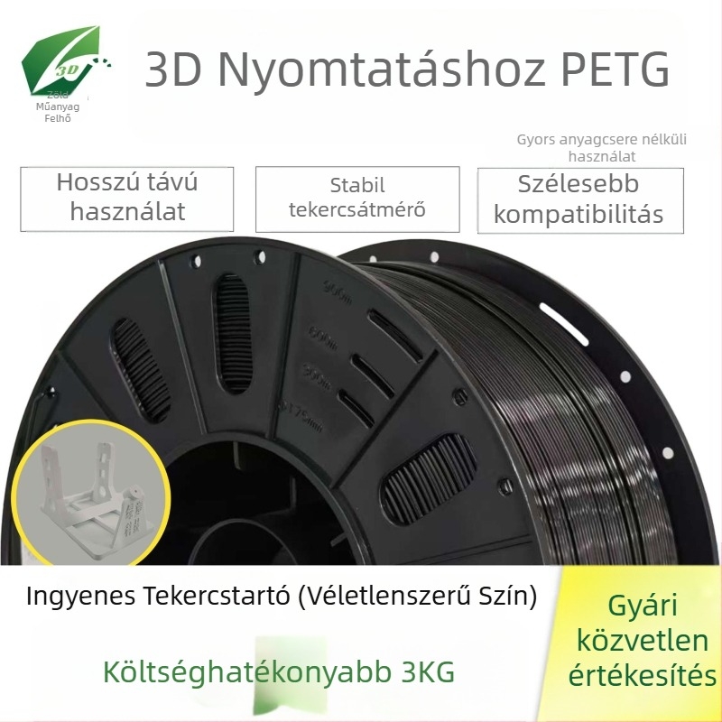 PETG 3D nyomtató filament, kör keresztmetszet, átmérő 1,75 mm, hossz kb. 10 000 m, tömeg 3 kg