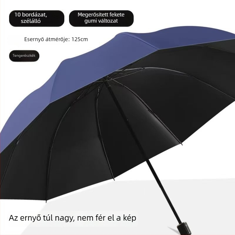 Esernyő, 12 bordával, összecsukható, kézi nyitás-zárás, UPF>50 UV védelem, 190T szövet, logónyomtatás elérhető
