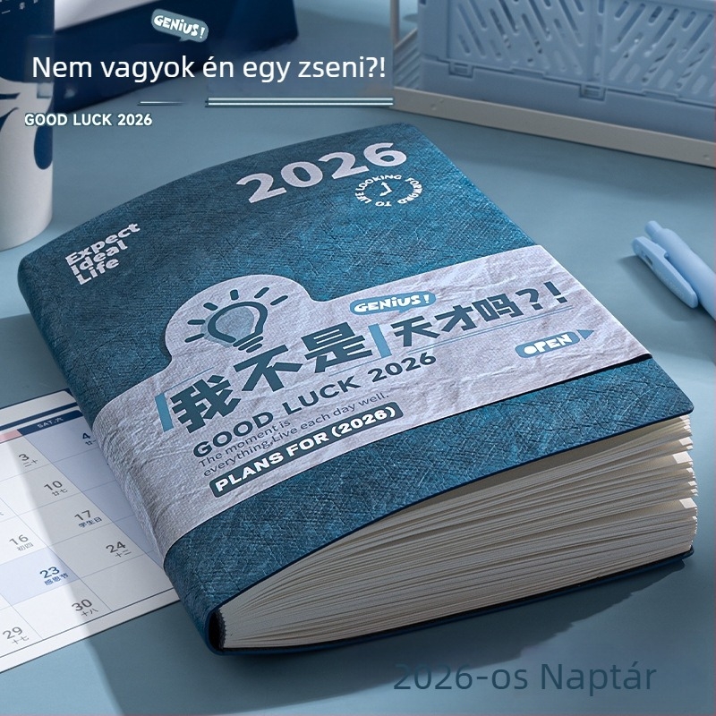 2026-os tervfüzet – naptárral és időgazdálkodással, varrott kötés, Dowling papír 75 g/m², 50–100 oldal, kreatív stílus